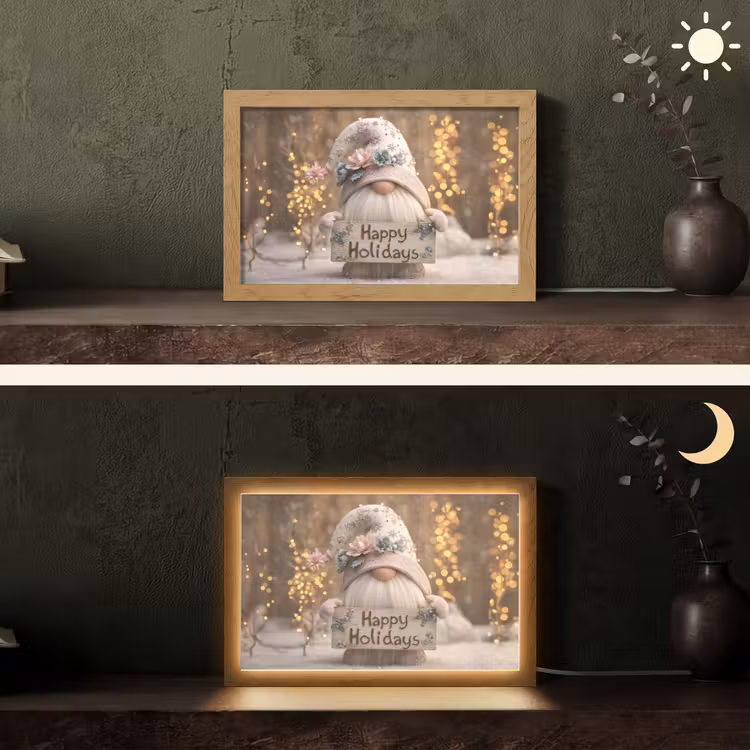 Kerst - Gnome - Bord - Kleurrijk Light Box met kabel (Tafellamp) klein -sfeer3