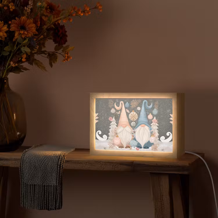 Kerst - Gnomen - Pastel Light Box met kabel (Tafellamp) klein -sfeer4
