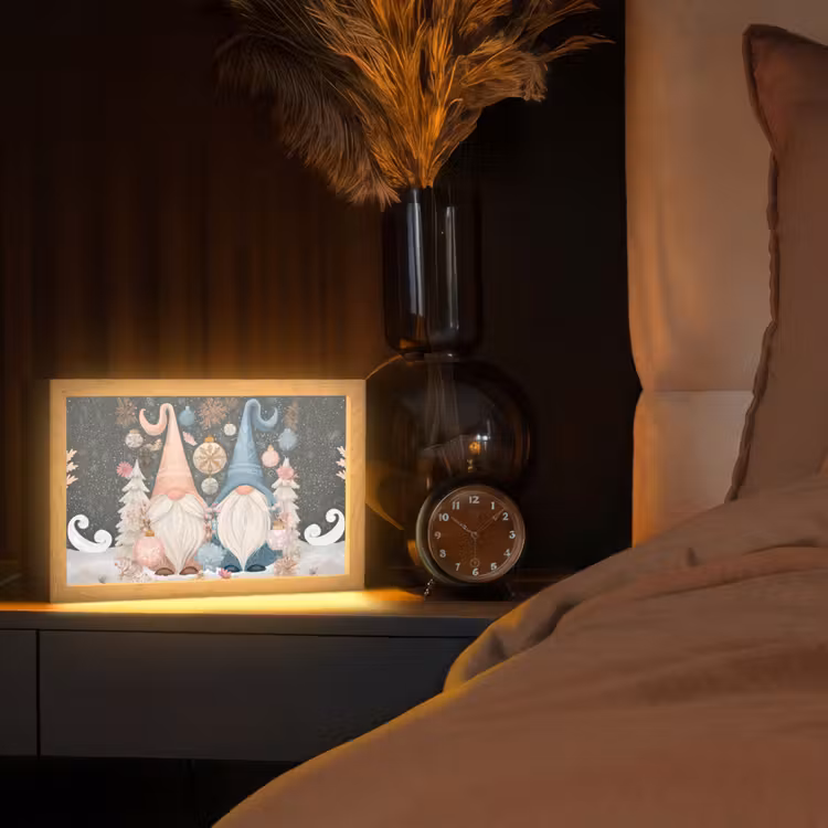 Kerst - Gnomen - Pastel Light Box met kabel (Tafellamp) klein -sfeer1