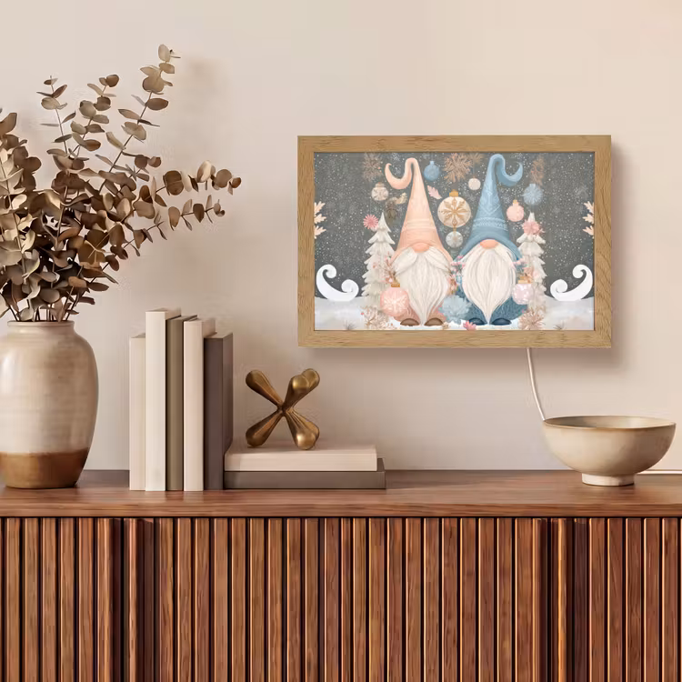 Kerst - Gnomen - Pastel Light Box met kabel (Tafellamp) klein -sfeer2