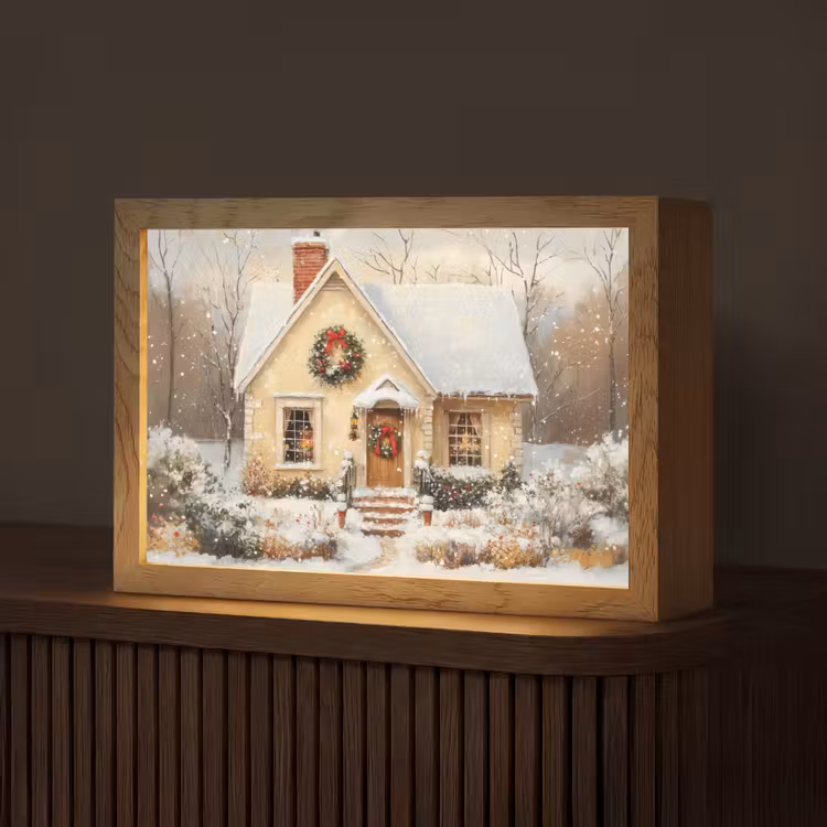 Kerst - Huis - Winter - Sneeuw Light Box met kabel (Tafellamp) klein -z3d_website