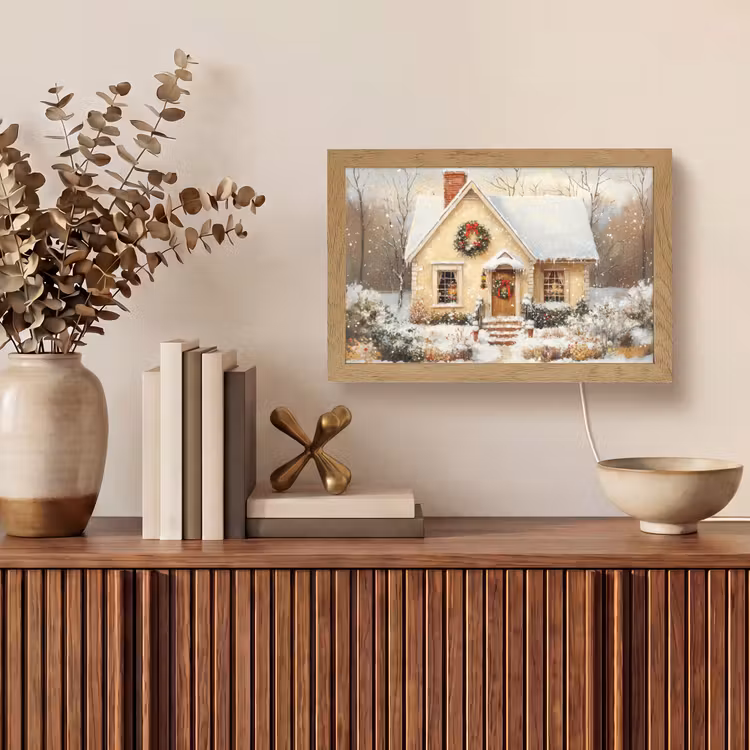 Kerst - Huis - Winter - Sneeuw Light Box met kabel (Tafellamp) klein -sfeer2