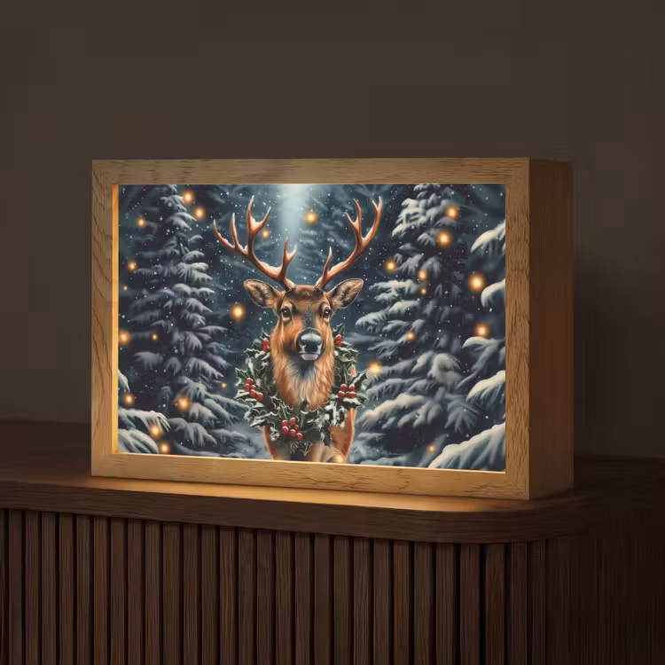 Kerst - Magie - Bos - Kleurrijk Light Box met kabel (Tafellamp) klein -z3d_website