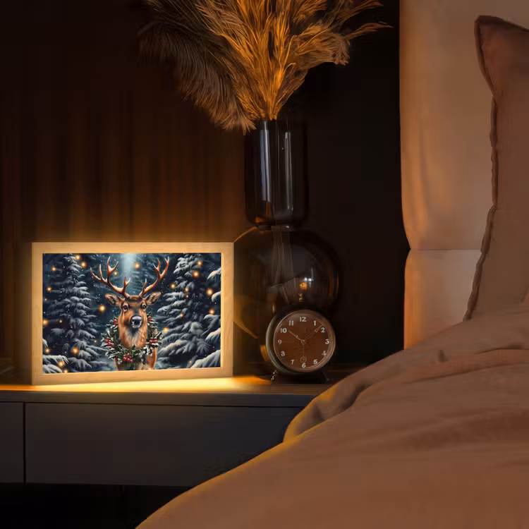 Kerst - Magie - Bos - Kleurrijk Light Box met kabel (Tafellamp) klein -sfeer1