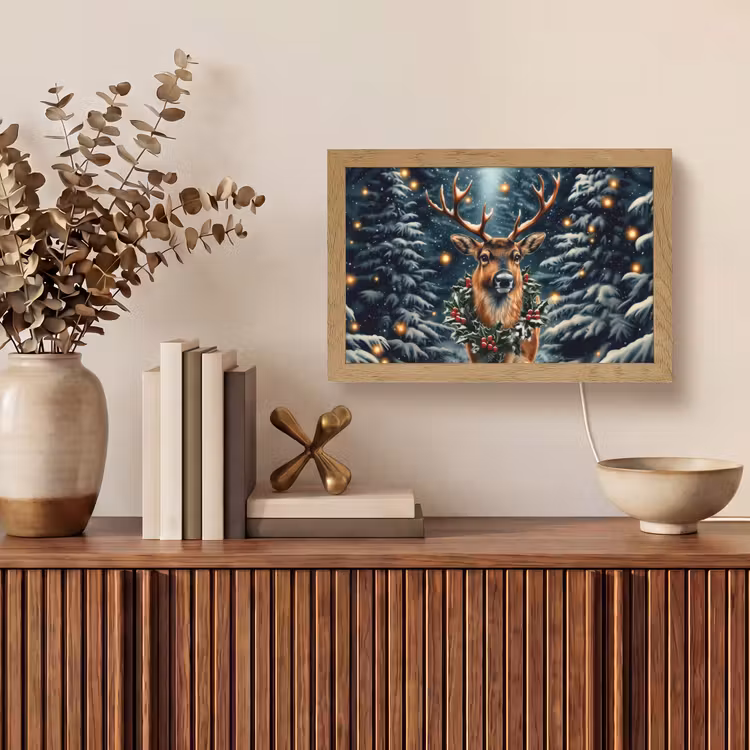 Kerst - Magie - Bos - Kleurrijk Light Box met kabel (Tafellamp) klein -sfeer2