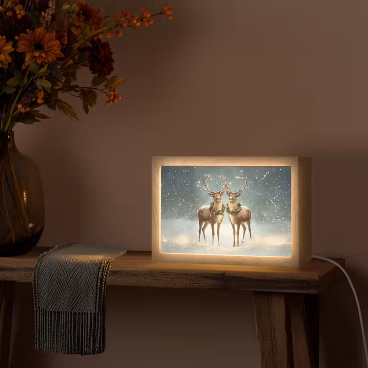 Kerstmagie - Winterwoud - Rendier Light Box met kabel (Tafellamp) klein -sfeer4
