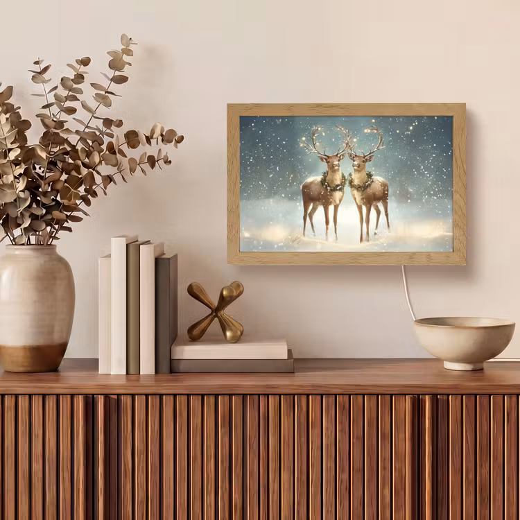 Kerstmagie - Winterwoud - Rendier Light Box met kabel (Tafellamp) klein -sfeer2