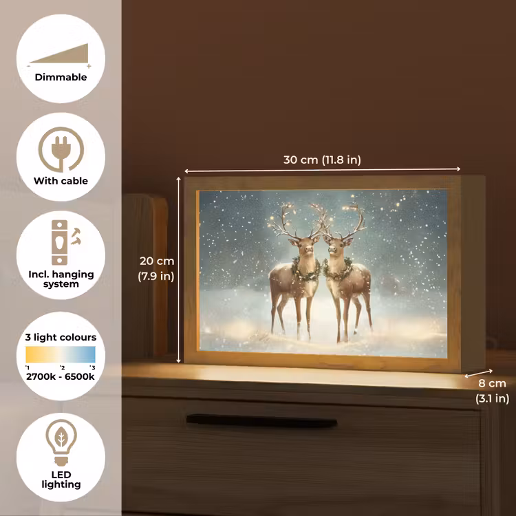 Kerstmagie - Winterwoud - Rendier Light Box met kabel (Tafellamp) klein -USP_EN