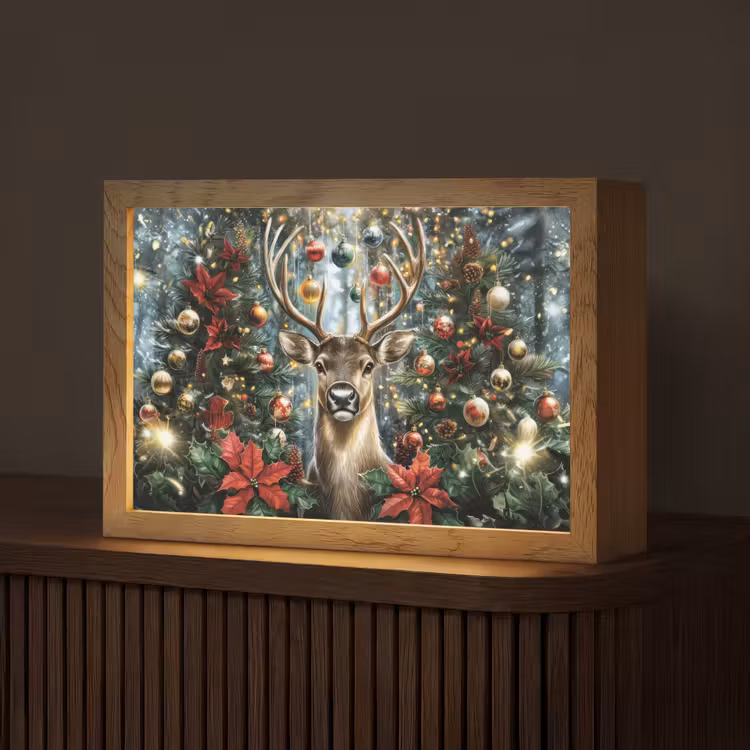 Kerstfeest - Dennenbos - Rood Light Box met kabel (Tafellamp) klein -z3d_website