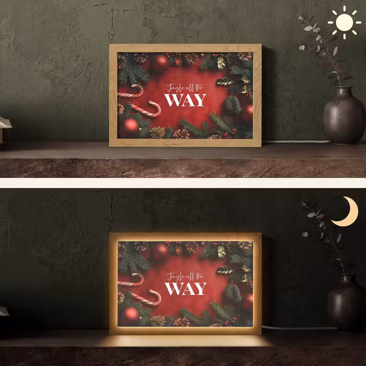 Kerst - Quote - Rood - Kerstballen Light Box met kabel (Tafellamp) klein -sfeer3