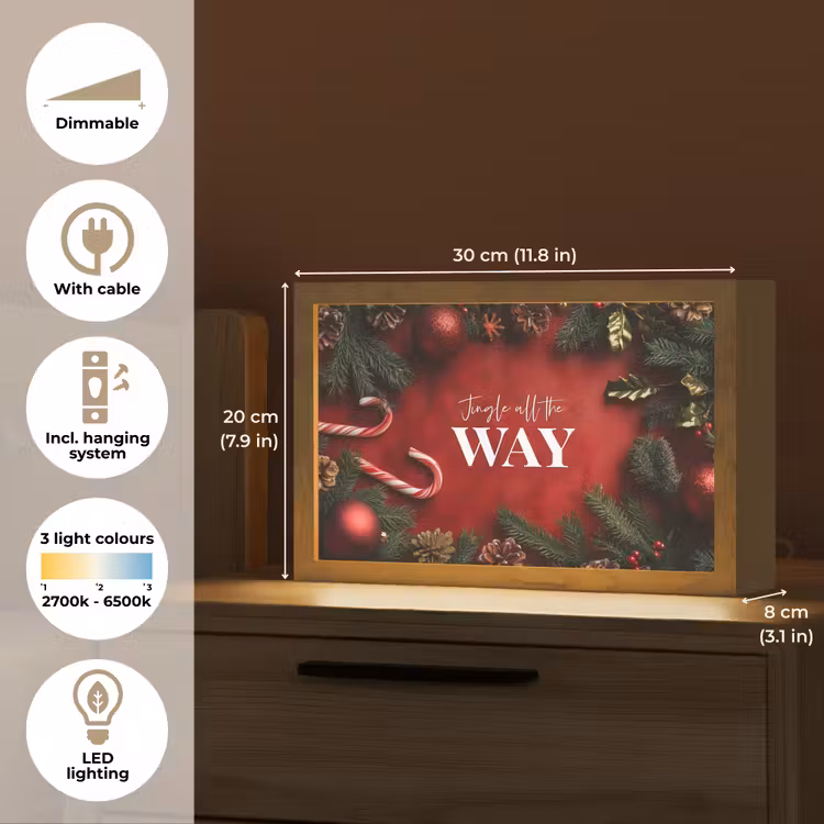 Kerst - Quote - Rood - Kerstballen Light Box met kabel (Tafellamp) klein -USP_EN