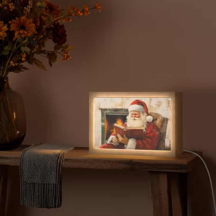 Kerst - Kerstman - Winter - Open Haard Light Box met kabel (Tafellamp) klein -sfeer4