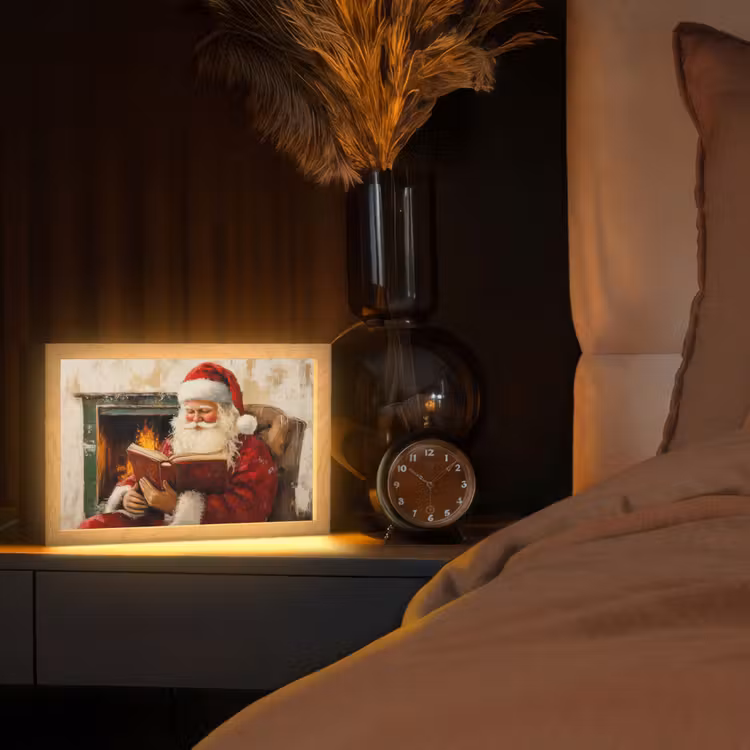 Kerst - Kerstman - Winter - Open Haard Light Box met kabel (Tafellamp) klein -sfeer1