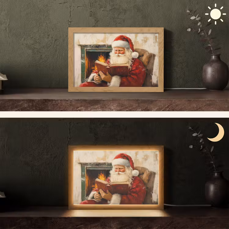Kerst - Kerstman - Winter - Open Haard Light Box met kabel (Tafellamp) klein -sfeer3