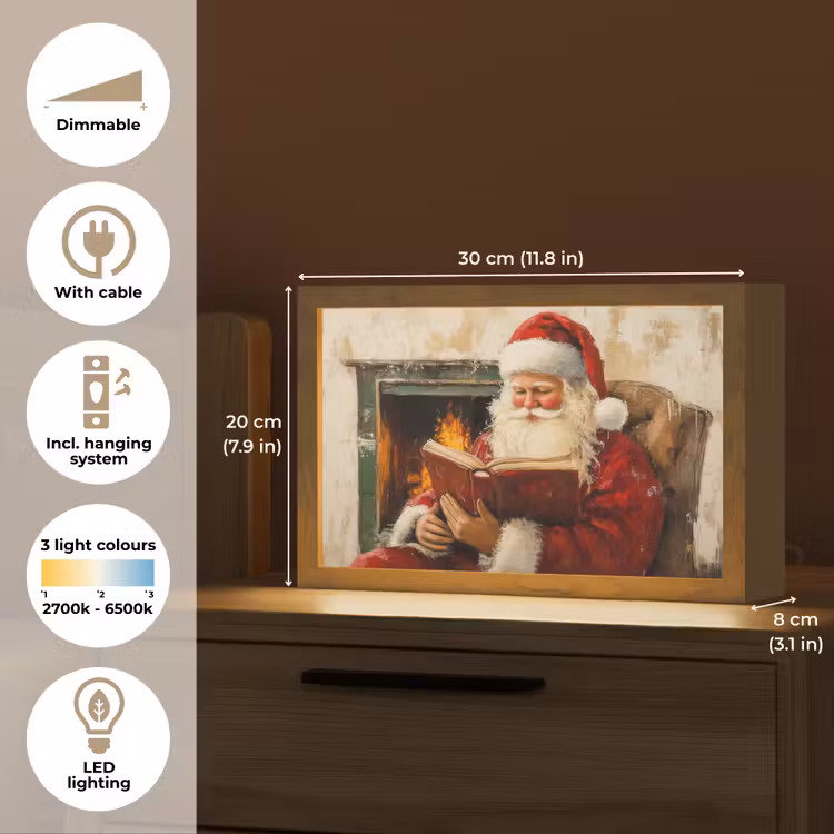 Kerst - Kerstman - Winter - Open Haard Light Box met kabel (Tafellamp) klein -USP_EN