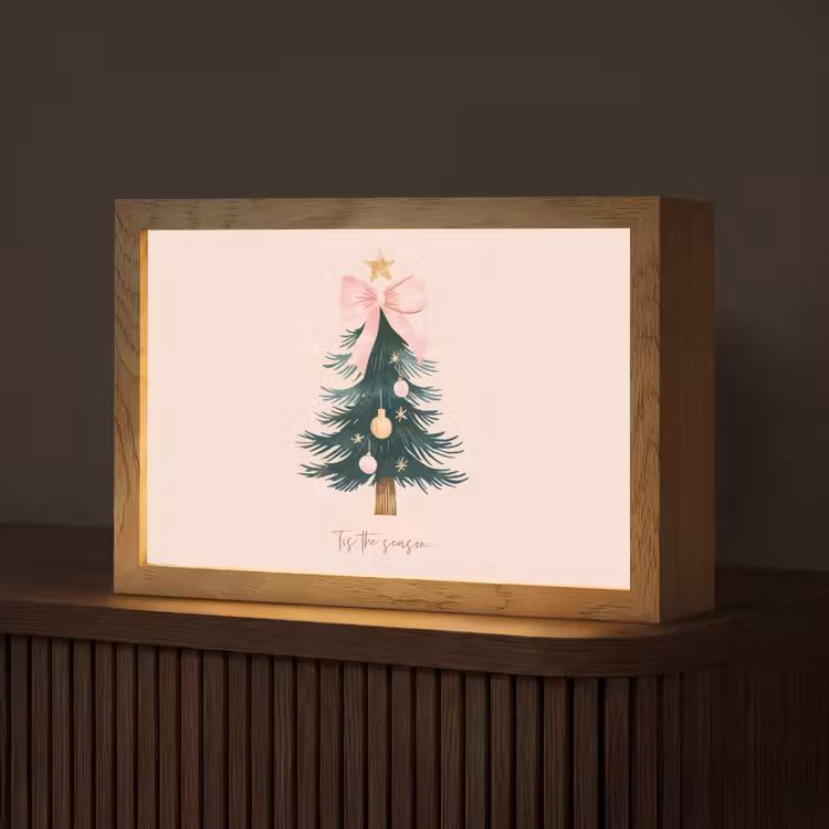 Christmas Season - Kerst - Kerstboom - Roze Light Box met kabel (Tafellamp) klein -z3d_website