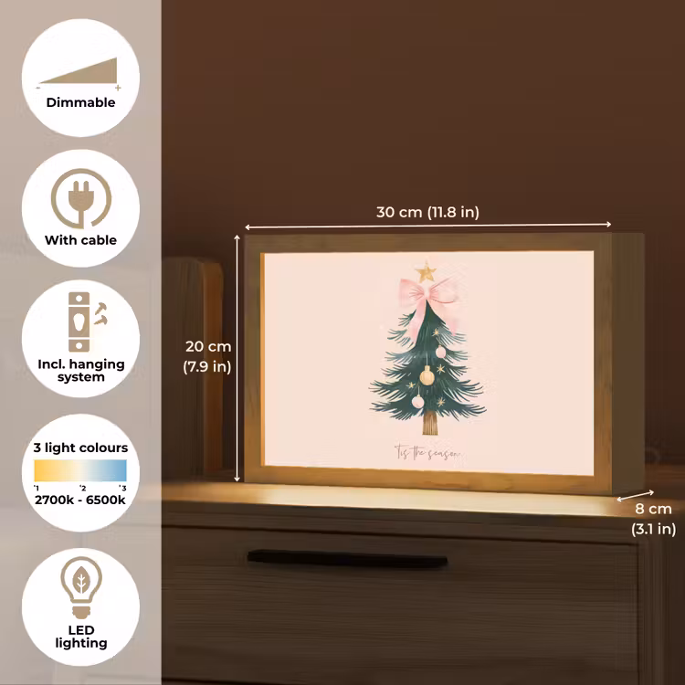 Christmas Season - Kerst - Kerstboom - Roze Light Box met kabel (Tafellamp) klein -USP_EN
