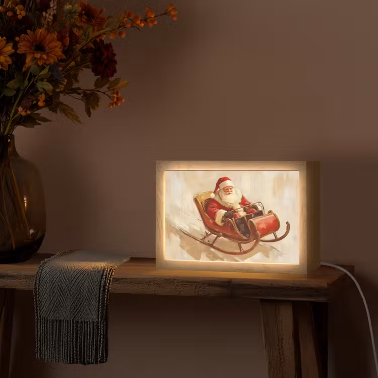 Kerst - Slee - Kerstman Light Box met kabel (Tafellamp) klein -sfeer4