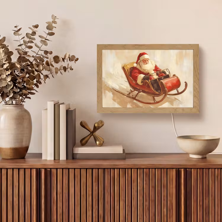 Kerst - Slee - Kerstman Light Box met kabel (Tafellamp) klein -sfeer2