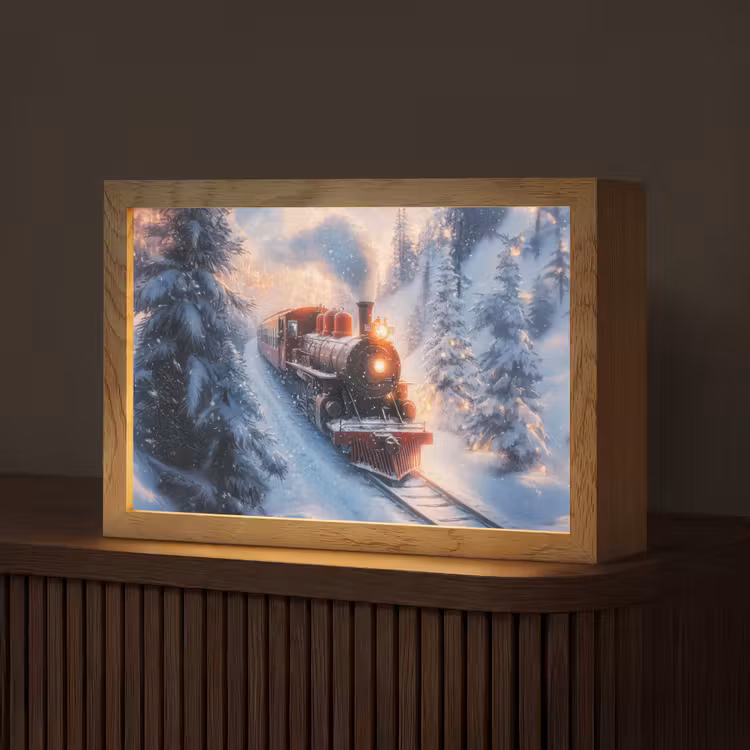 Kersttrein - Sneeuw - Winter - Kerst Light Box met kabel (Tafellamp) klein -z3d_website