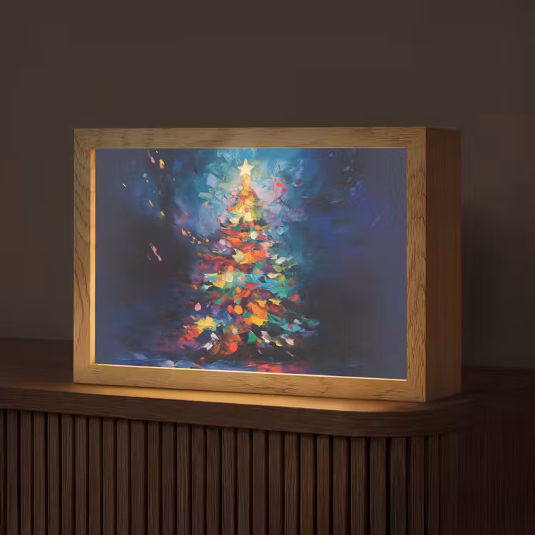 Kerstboom - Kerst - Abstract - Kleurrijk Light Box met kabel (Tafellamp) klein -z3d_website