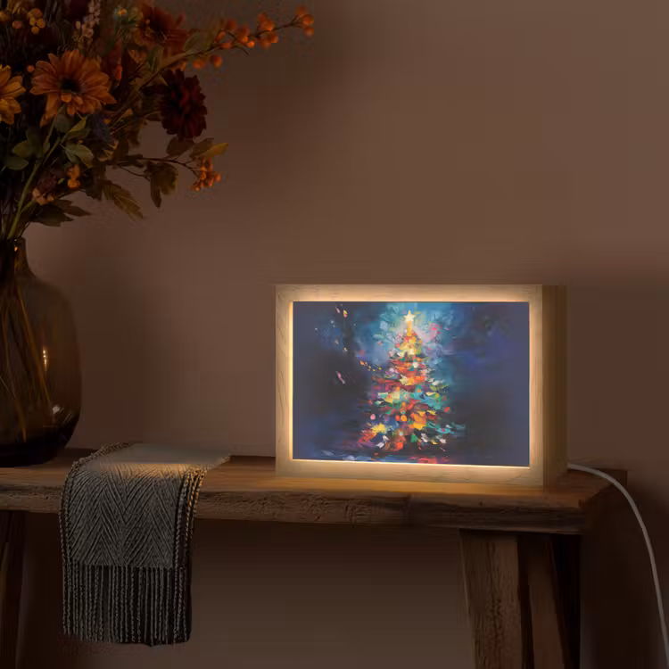 Kerstboom - Kerst - Abstract - Kleurrijk Light Box met kabel (Tafellamp) klein -sfeer4