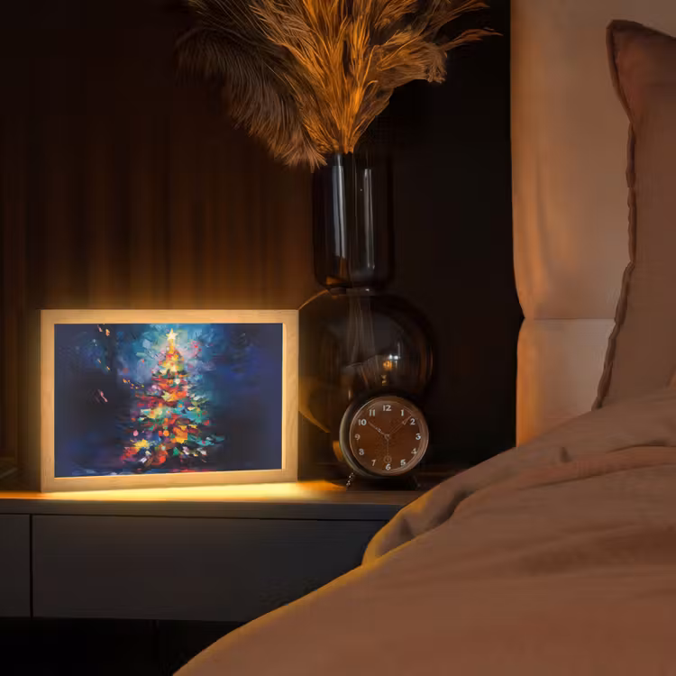 Kerstboom - Kerst - Abstract - Kleurrijk Light Box met kabel (Tafellamp) klein -sfeer1