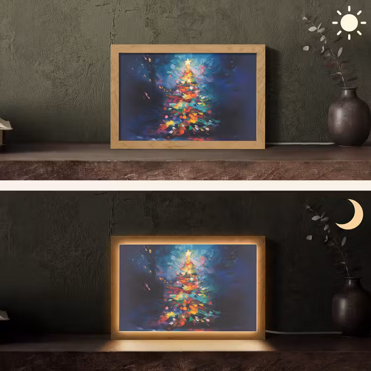 Kerstboom - Kerst - Abstract - Kleurrijk Light Box met kabel (Tafellamp) klein -sfeer3