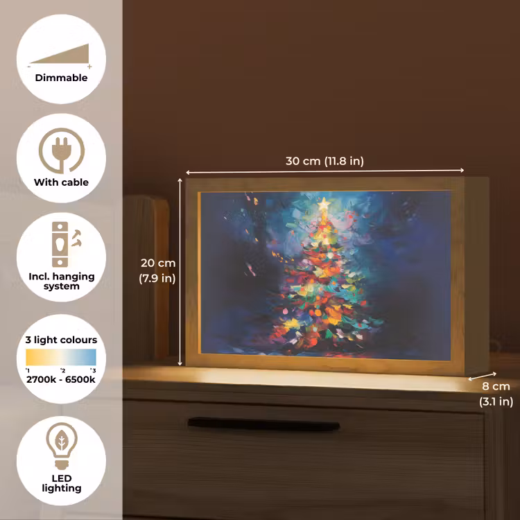 Kerstboom - Kerst - Abstract - Kleurrijk Light Box met kabel (Tafellamp) klein -USP_EN