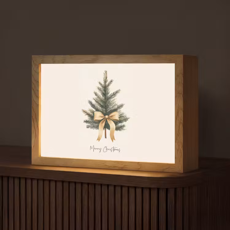 Kerstboom - Kerst - Merry Christmas - Beige Light Box met kabel (Tafellamp) klein -z3d_website