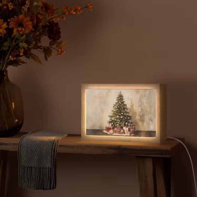 Kerstboom - Versierd - Kleurrijk Light Box met kabel (Tafellamp) klein -sfeer4