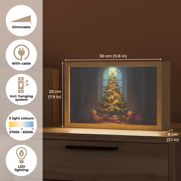 Kerstboom - Cadeau - Kerst - Winter Light Box met kabel (Tafellamp) klein -USP_EN