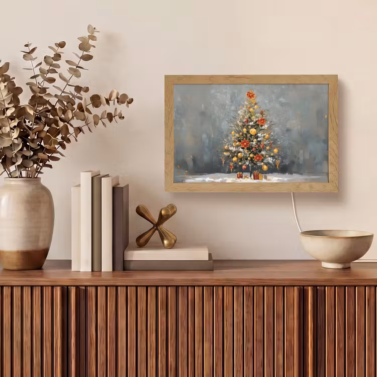 Kerstboom - Cadeaus - Rood - Goud Light Box met kabel (Tafellamp) klein -sfeer2