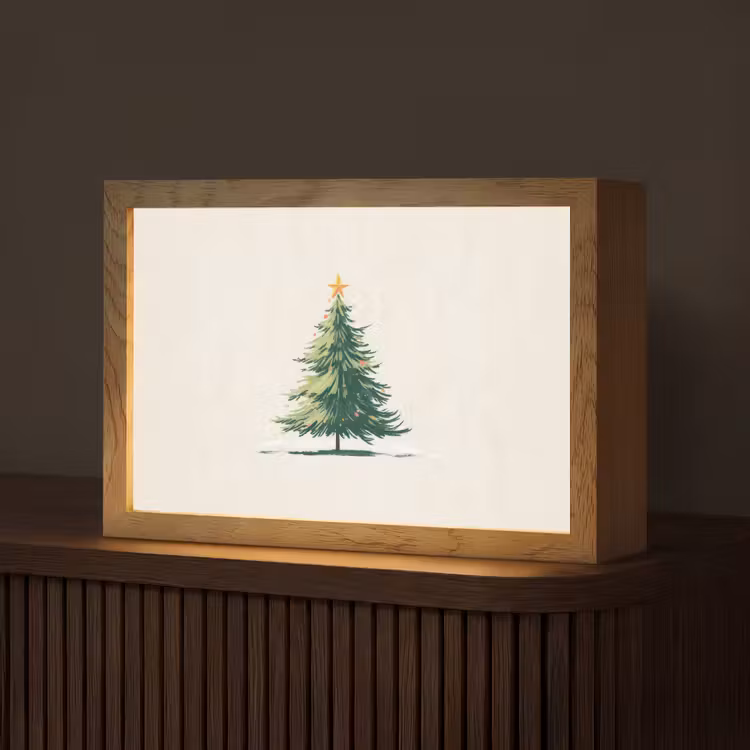 Kerstboom - Illustratie - Ster - Sneeuw Light Box met kabel (Tafellamp) klein -z3d_website