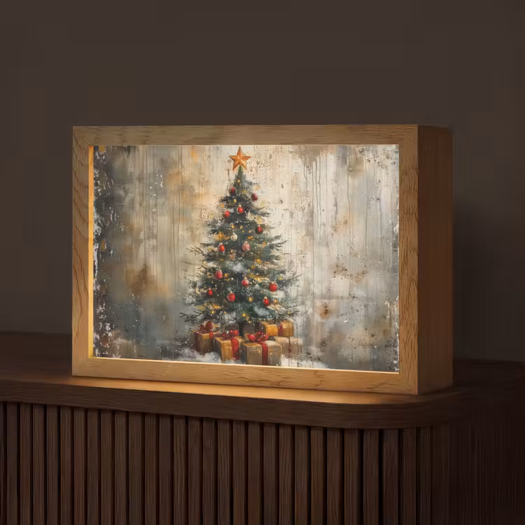 Kerstboom - Vintage - Kerst - Cadeau Light Box met kabel (Tafellamp) klein -z3d_website