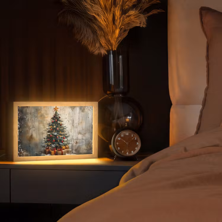 Kerstboom - Vintage - Kerst - Cadeau Light Box met kabel (Tafellamp) klein -sfeer1