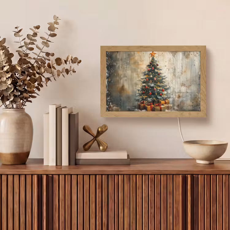 Kerstboom - Vintage - Kerst - Cadeau Light Box met kabel (Tafellamp) klein -sfeer2
