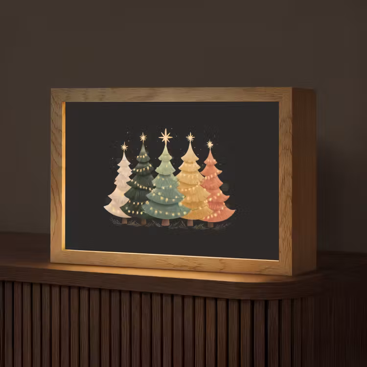 Kerstbomen - Kleurrijk - Lichtjes - Ster Light Box met kabel (Tafellamp) klein -z3d_website