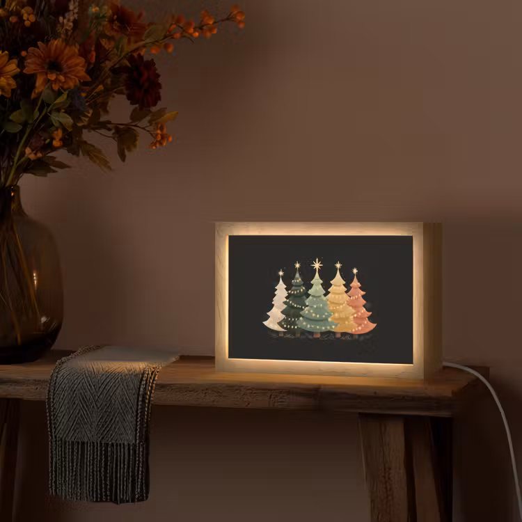 Kerstbomen - Kleurrijk - Lichtjes - Ster Light Box met kabel (Tafellamp) klein -sfeer4