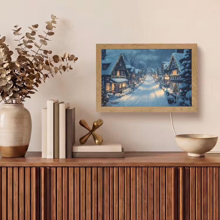 Kerstdorp - Kerst - Sneeuw - Winter Light Box met kabel (Tafellamp) klein -sfeer2
