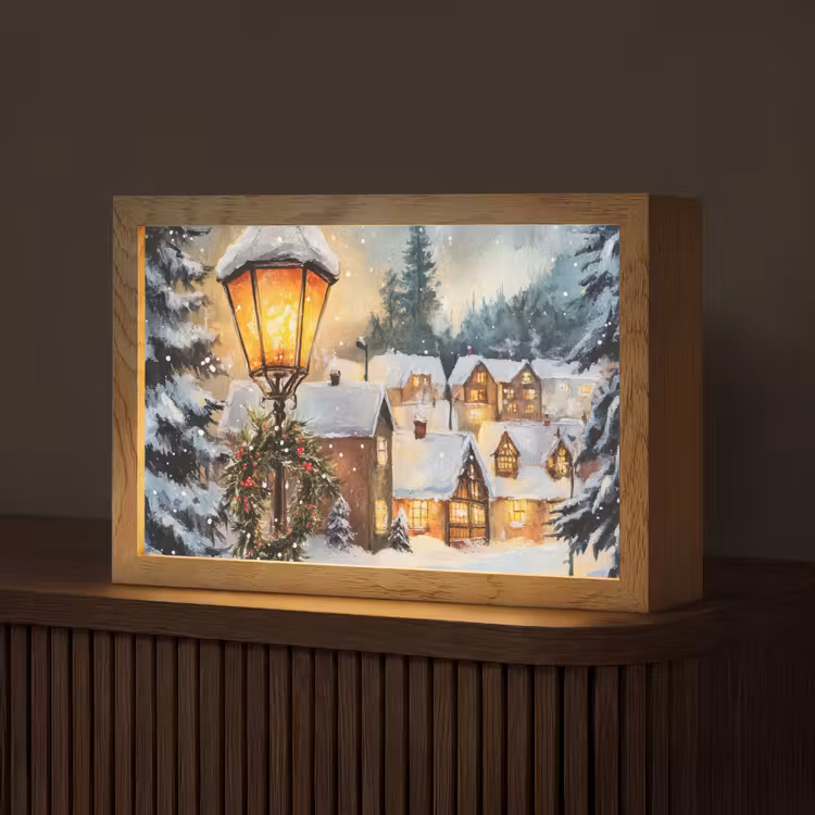 Kerstdorp - Huizen - Sneeuw - Kerst Light Box met kabel (Tafellamp) klein -z3d_website