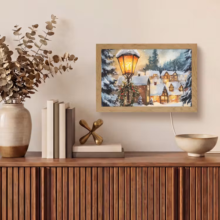 Kerstdorp - Huizen - Sneeuw - Kerst Light Box met kabel (Tafellamp) klein -sfeer2