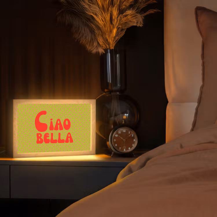 Ciao bella - Rood - Groen - Stippen Light Box met kabel (Tafellamp) klein -sfeer1