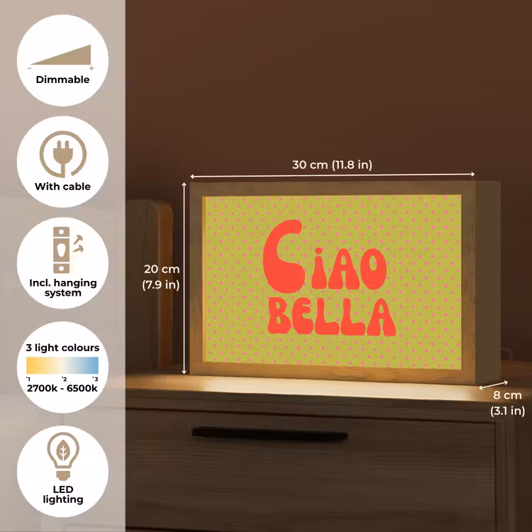 Ciao bella - Rood - Groen - Stippen Light Box met kabel (Tafellamp) klein -USP_EN