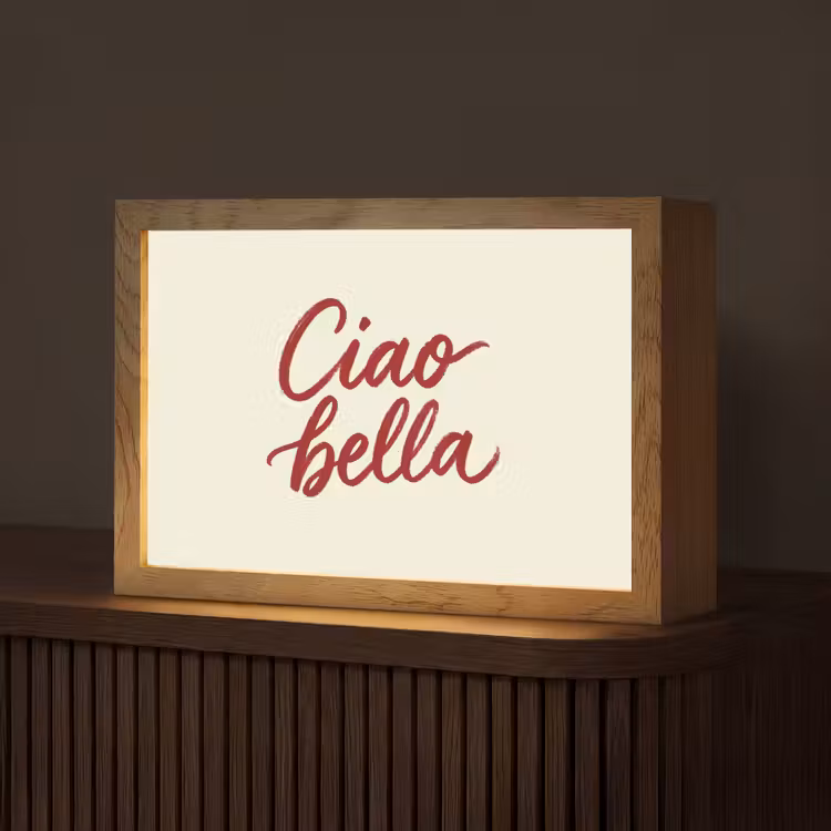 Ciao bella - Rood - Wit - Minimalistisch Light Box met kabel (Tafellamp) klein -z3d_website
