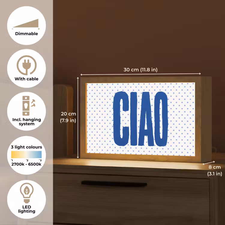 Ciao - Blauw - Stippen Light Box met kabel (Tafellamp) klein -USP_EN