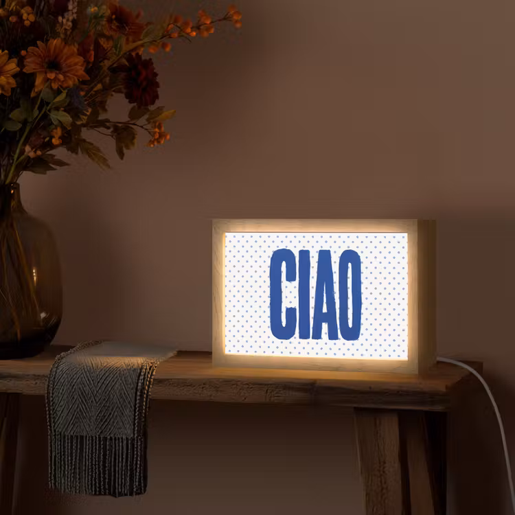 Ciao - Stippen - Roze - Wit Light Box met kabel (Tafellamp) klein -sfeer4