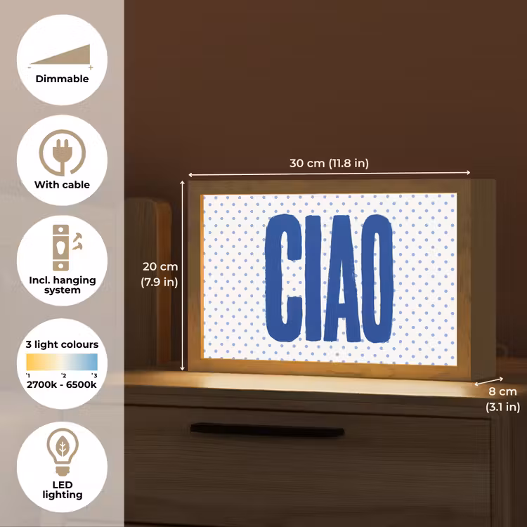 Ciao - Stippen - Roze - Wit Light Box met kabel (Tafellamp) klein -USP_EN