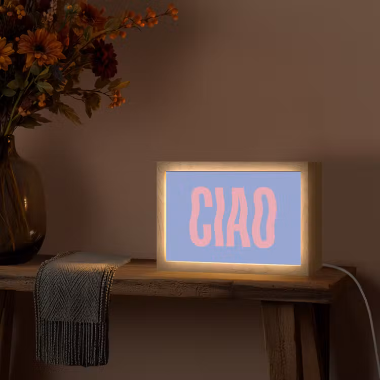 Ciao - Roze - Blauw - Golvend Light Box met kabel (Tafellamp) klein -sfeer4