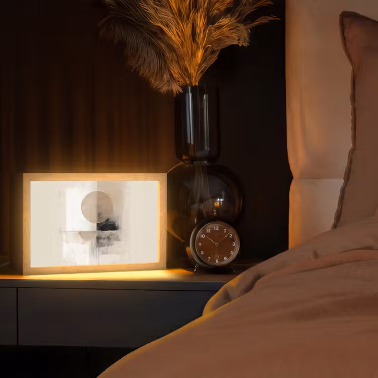 Cirkel - Compositie - Diepte - Beige Light Box met kabel (Tafellamp) klein -sfeer1